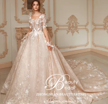شراءالفاخرة الأميرة س الرقبة فستان الزفاف 2019 زائد حجم و الدانتيل الكرة ثوب الزفاف فساتين Vestidos دي Noiva رداء دي خطاباتخطابهزوجات SP003