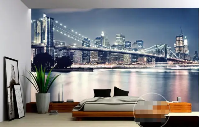 Room Wallpaper Custom Mural Non Woven Wall Sticker New York Room Wallpaper Custom Mural Non Woven Wall Sticker New York Bridge Modern Fashion Painting