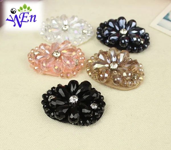 5 colors 1 pair handmade glass beads Shoes flowers decoration with crystal N668shoe decoration