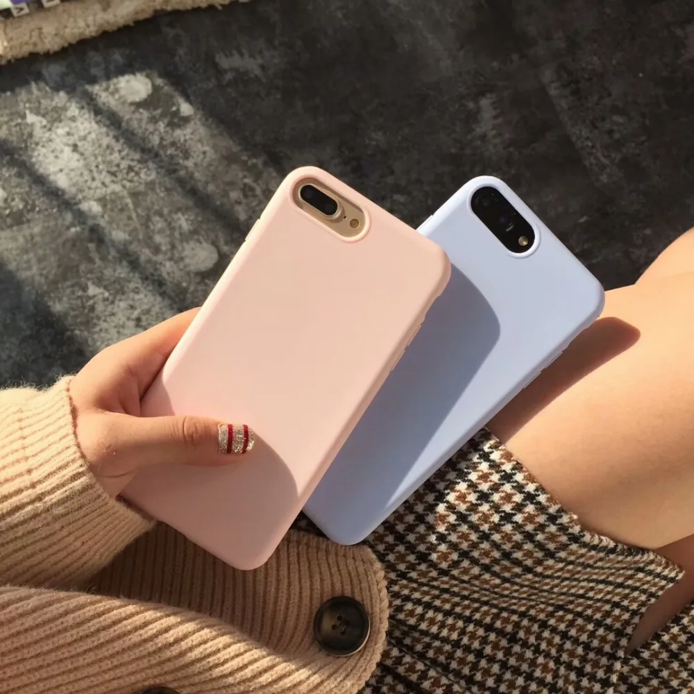 

BINYEAE Candy Pink Color Cover for iPhone 7 Plus Case Soft Wine Red Dark Green Case For iPhone 6 6S 7 8 Plus X XR XS Max Case