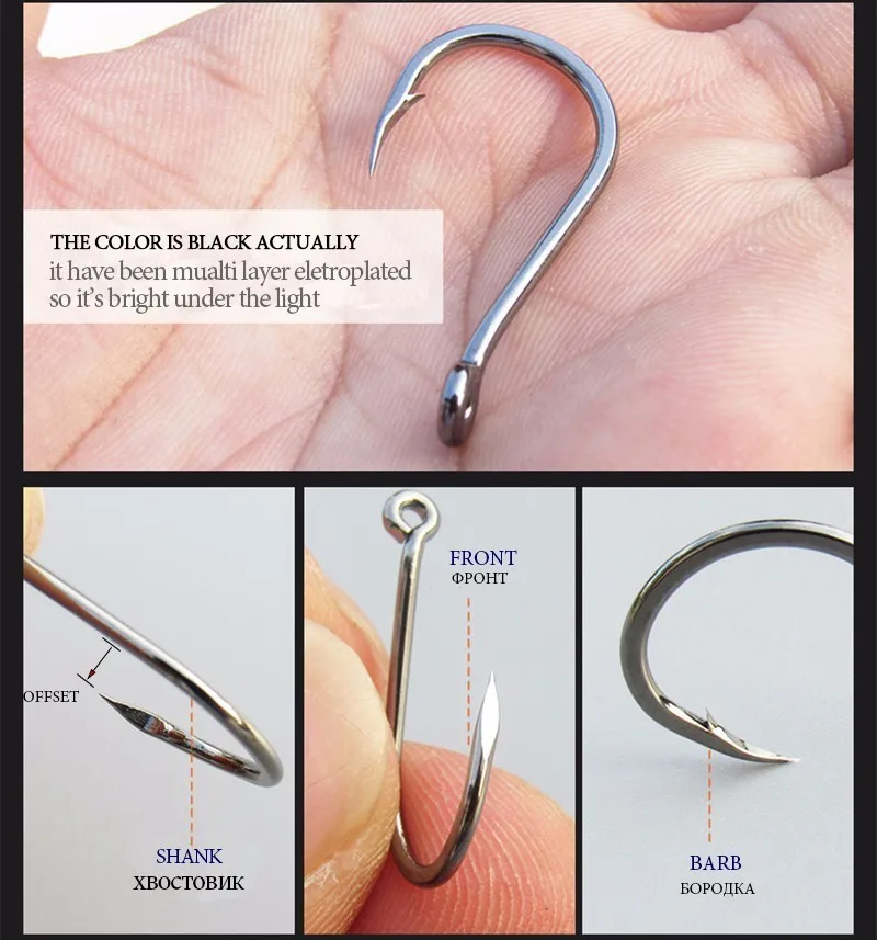 50pcs/ Lot octopus Fishing Hooks High Carbon Chmical Sharpen Barbed Circle Hook Tackle Set 5C Point Hardness Supplier Fishhooks