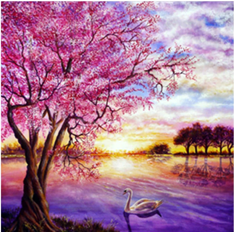 

NEW 5D Diamond Painting Cross Stitch Beautiful Scenery swan Crystal Stone Needlework Embroidery Full Decorative