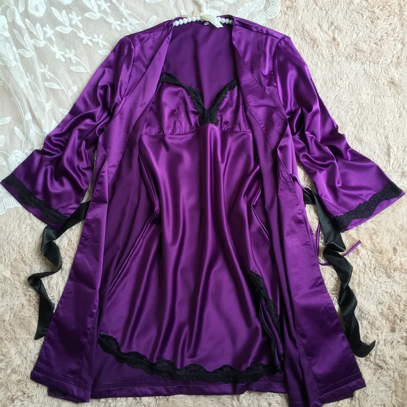 Женский сексуальный халат женский халат шелковый Спагетти ремень кружевной пижамный комплект набор ночных рубашек ночная рубашка