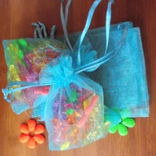 500 шт 11*16 см озеро голубое из органзы Подарочная сумка Стенд для ювелирных украшений сумки мешок шнурок для браслета/ожерелья Мини мешок пряжи