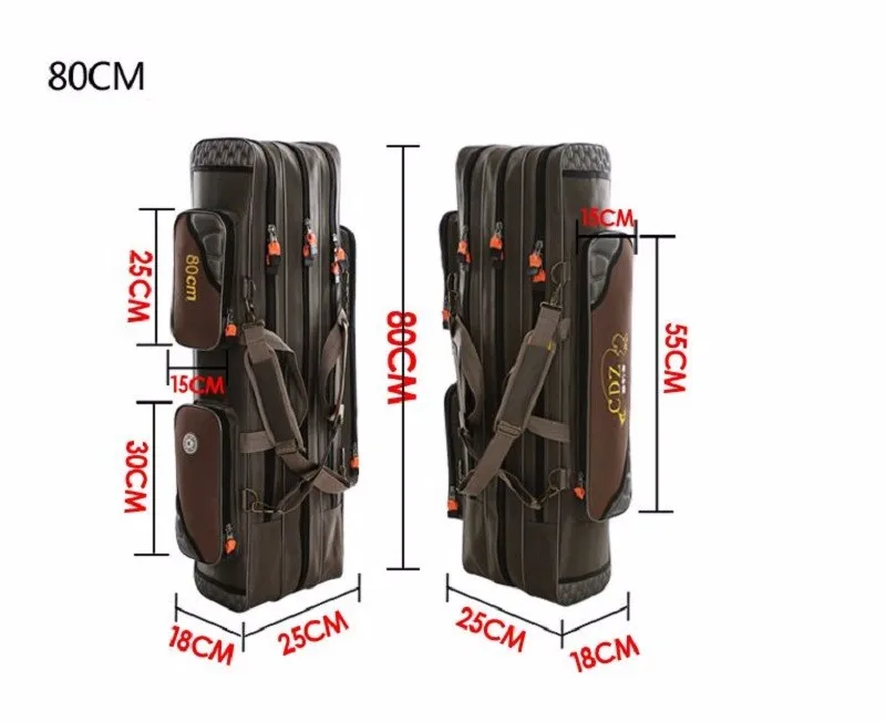 1680D сумка для удочки, 80 см 90 см 100 см, 2 или 3 слоя, водонепроницаемая, износостойкая, большая емкость