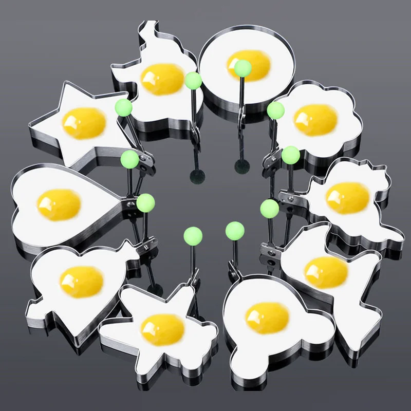 

10Pcs/set Stainless Steel Egg/Pancake Ring Omelette Mould Device Egg Form for Frying Pancake Maker Eggs Tools Kitchen Appliances