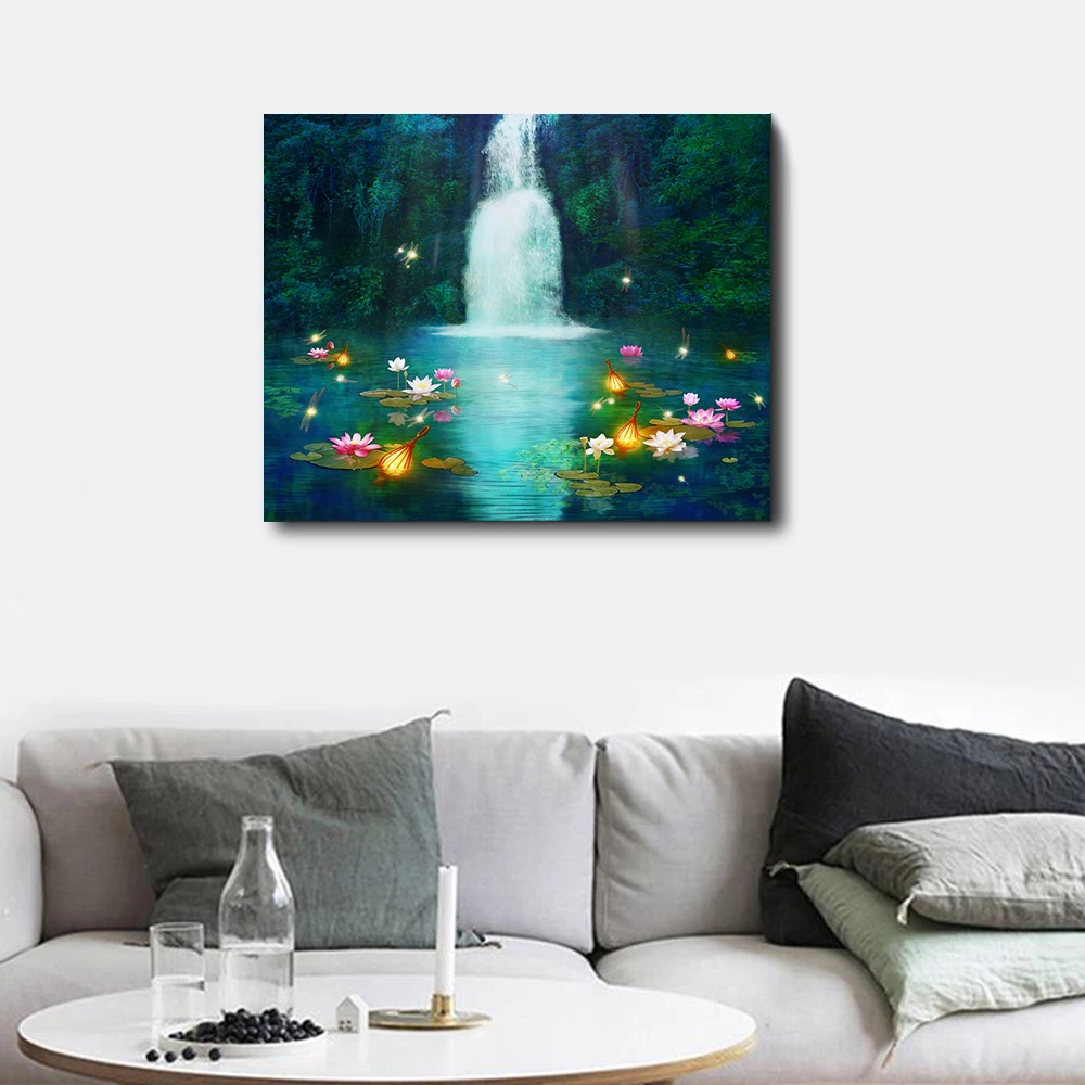 

Laeacco Wall Art Chinese Landscape Painting Posters and Prints Living Room Nordic Painting in Canvas Bedroom Home Decor No Frame