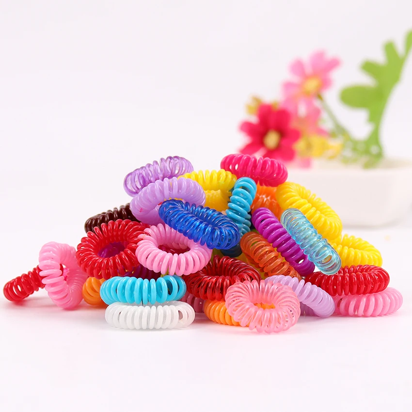 designer hair clips 10PCS Candy Colored Telephone Line Hair Ring Spring Rubber Band Hair Band Tie Braids Bind Tool Hairstyle Hair Accessories head accessories female