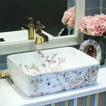 Изображение в китайском стиле цветок птица керамическое блюдо с рисунком искусство Lavabo Ванная комната сосуд раковины столешница глубокая раковина