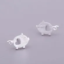 Серебряные серьги с гальваническим покрытием ювелирные изделия Модные милые миниатюрные 1,2 см X 0,75 см вырез в форме сердца свинья серьги-клипсы Подарочные для девочек