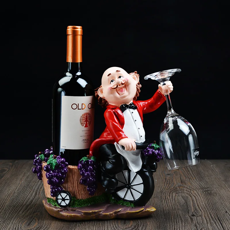 

European wine rack shelf Wine chef fashion ornaments red bottle rack cabinet Decor