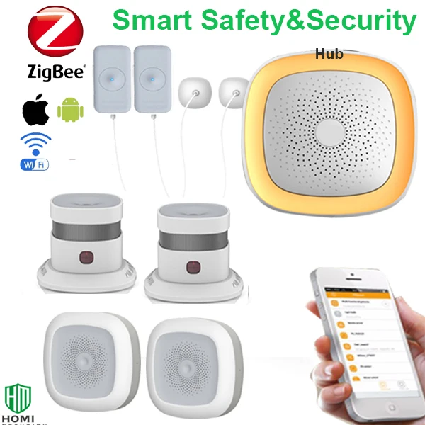 

Home kitchen basement pool store factory water leak temperature humidity environment safety detecting alarm system zigbee
