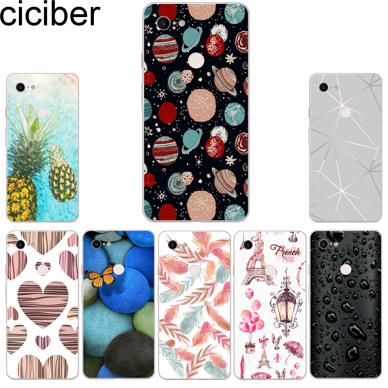 

ciciber New Fashion Phone Cases For Google Pixel 3 2 XL Case Soft TPU Back Cover for Pixel 3XL 2XL Pineapple Love Feather Fundas