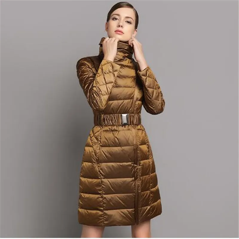 

2018 winter new income waist collar collar self-cultivation down jacket female long section thickening down coat for women