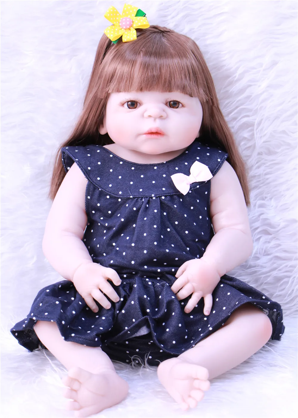 

Full body silicone reborn baby girl dolls 22inch 55cm bebe-reborn menina rooted hair white skin babies alive bonecas can bathe