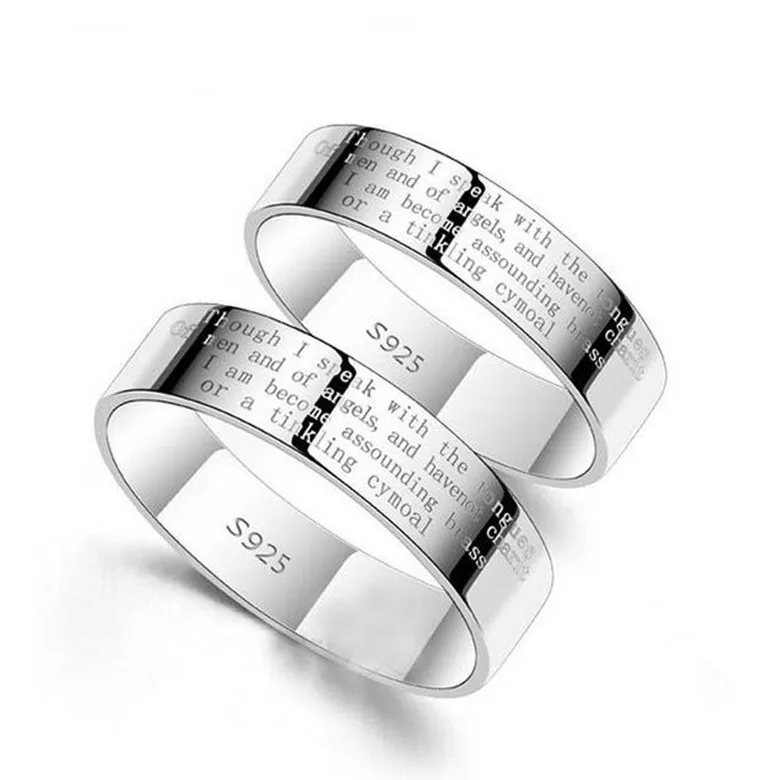 Buy 1PC 925 Sterling Silver Angel's Oath Poem Engraved