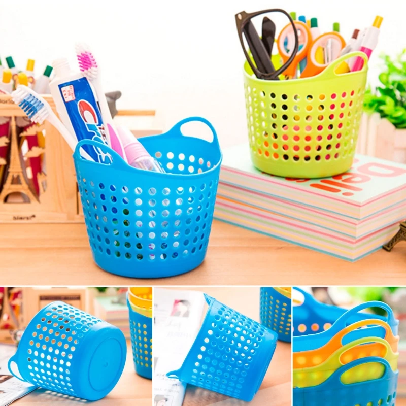 Office Desktop Storage Baskets Makeup Organizer Trash Bin Garbage Can Plastic
