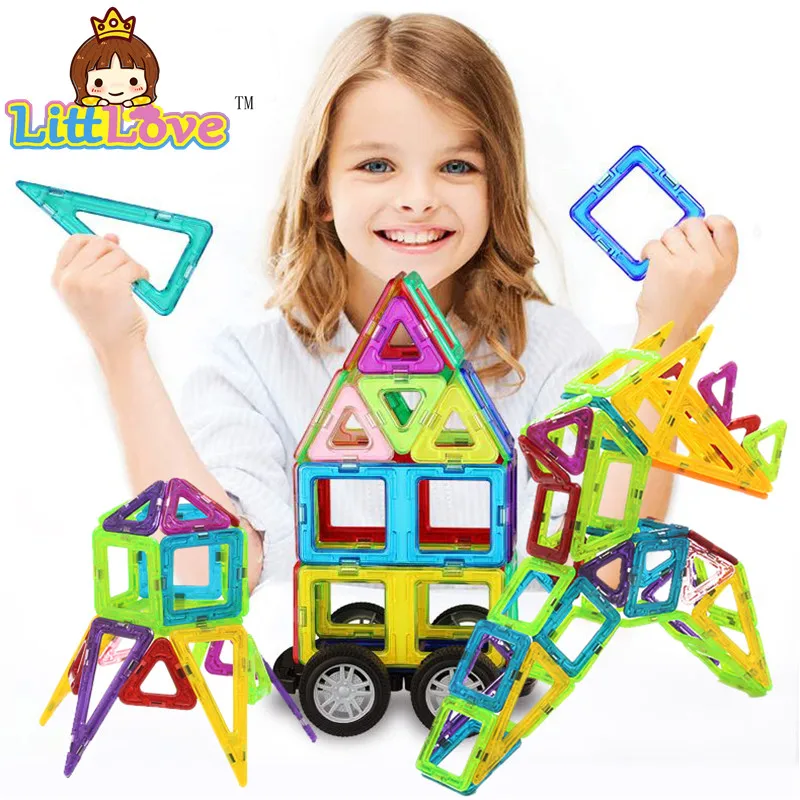 LittLove 61 шт. магнитные строительные блоки модели игрушки набор магнитные, конструкторские, с кубиками техника обучения Развивающие игрушки для детей