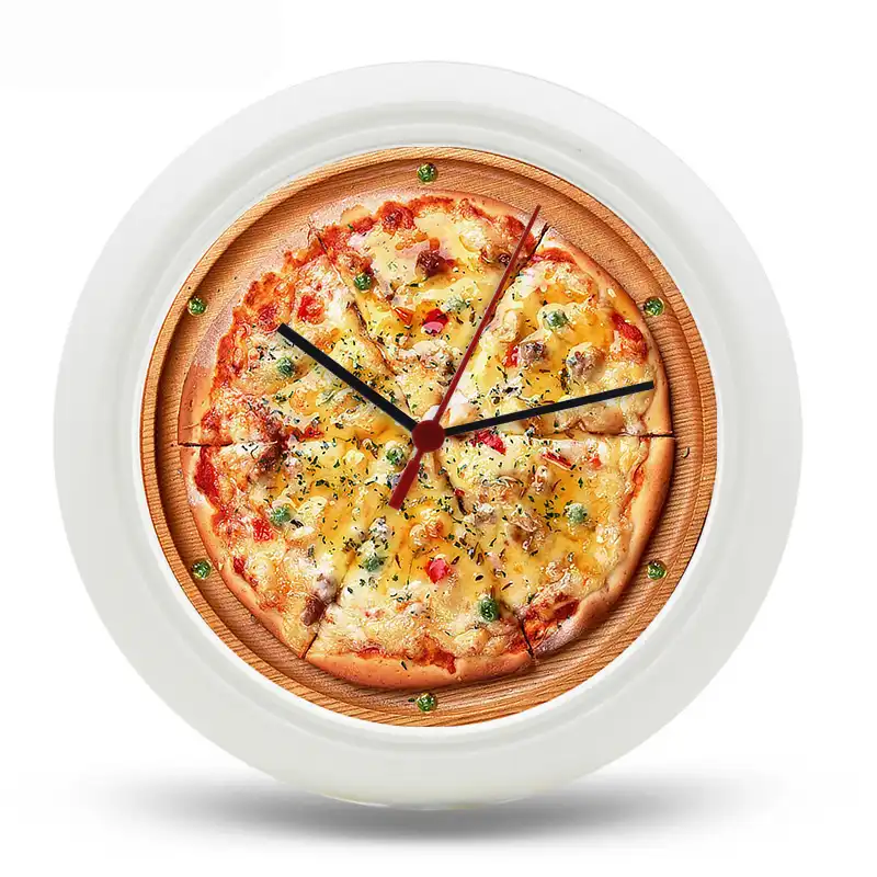 ساعة حائط بتصميم البيتزا 25 سنتيمتر كوارتز رقمية Uhr Reloj De Pared Wanduhr 10 Inch ساعات طعام شفافة A Wall Clock Designer Wall Clockwall Clock Aliexpress