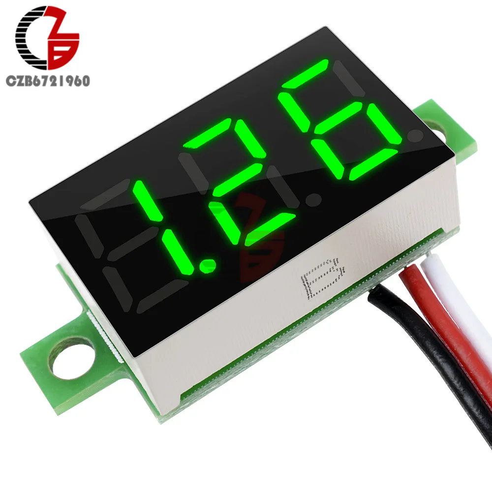 2Pcs DC 0-30V yellow LED digital voltmeter voltage monitor 3-wire 