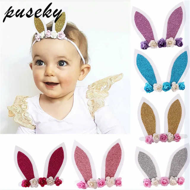 Puseky Baby Girl Rabbit Ear Headbands Cute Baby Easter Day Bunny