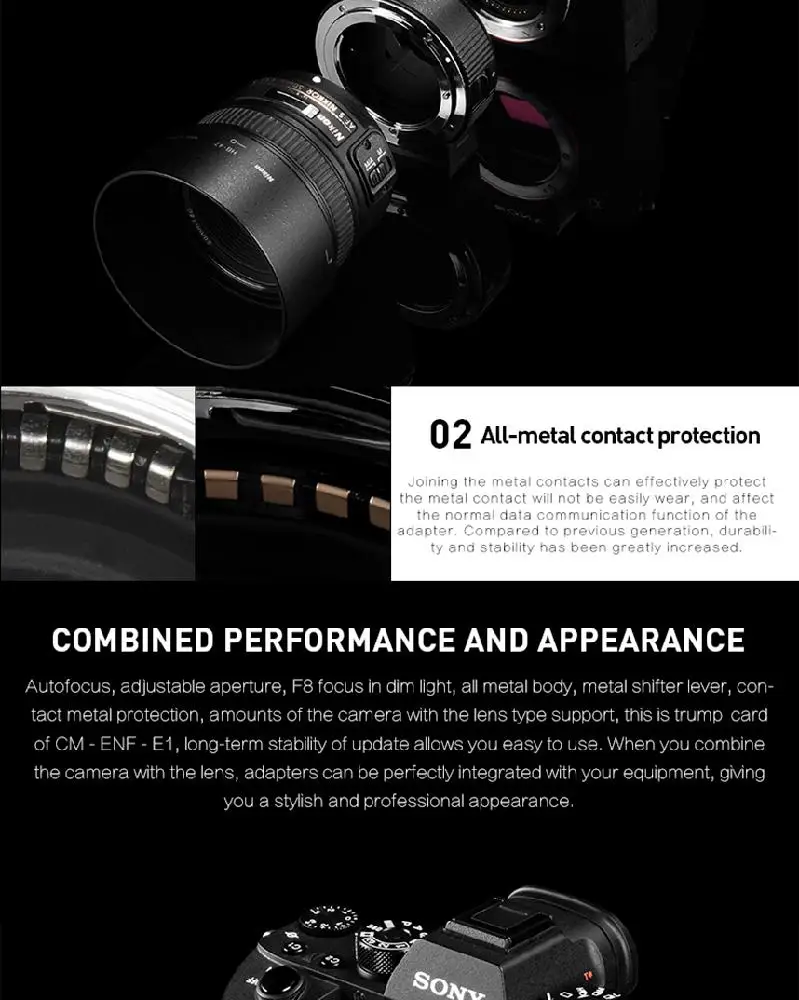 Commlite CM-ENF-E1 PROAuto Focus адаптер для объектива Nikon F только для sony E Mount A7R2 A7II A6300 A6500 A7R Mark II r25