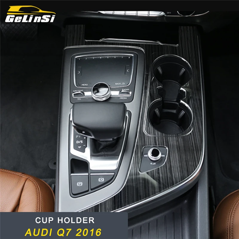 

GELINSI for Audi Q7 4M 2016 2017 2018 Car Styling Gear Drink Cup Holder Panel Cover Trim Frame Sticker Interior Accessories