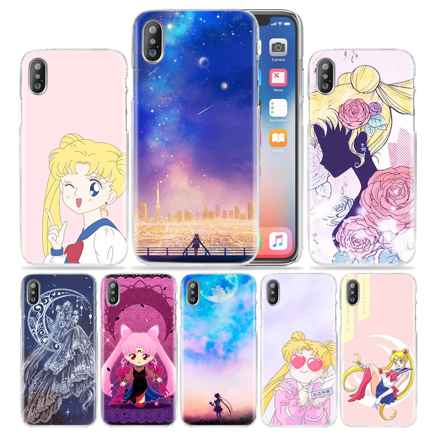 

Sailor Moon Kawai Case for iPhone XS Max XR X 10 7 7S 8 6 6S Plus 5S SE 5 4S 4 5C Clear Hard Plastic Anime Phone Cover Coque NEW