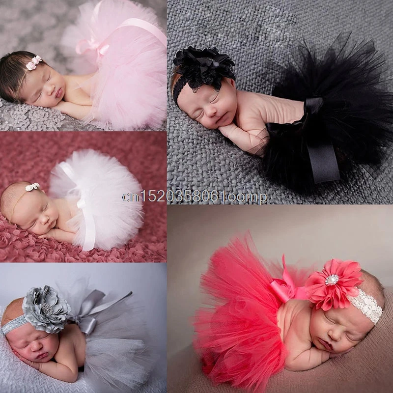 

New Flower Newborn Baby Tutu Skirt and Matching Headband Set Fluffy Baby Girl Tutu Skirt Baby Photography Props Shower Gift