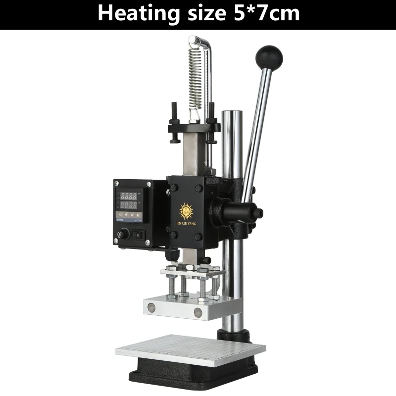 JINXINYANG машина для горячего тиснения фольгой ручная Бронзирующая машина для тиснения кожи и дерева - Цвет: Heating size 5X7cm