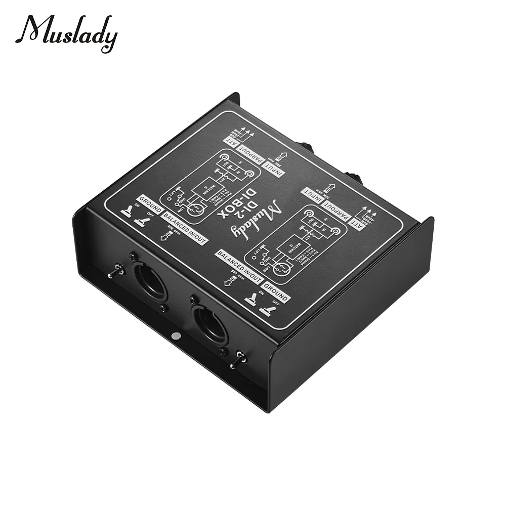 Muslady DI-2 двухканальный DI-Box Injection Audio Direct Box преобразователь сигнала с XLR TRS