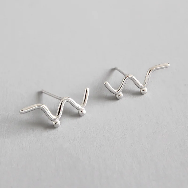 

925 Sterling Silver Earrings Curved original designer models simple line women Earrings WDE020