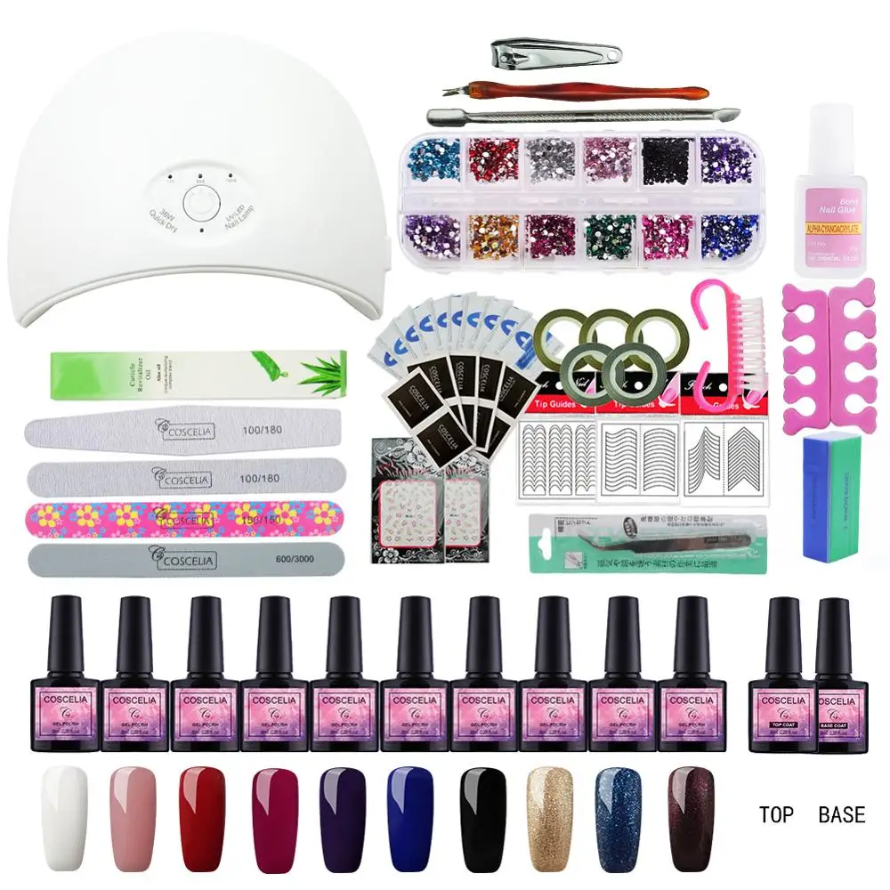 

36W Gel Nail Polish Set Tools Full Manicure Set With Lamp For Manicure Set For Nail 10pc Gel Polish All For Manicure Nail Art