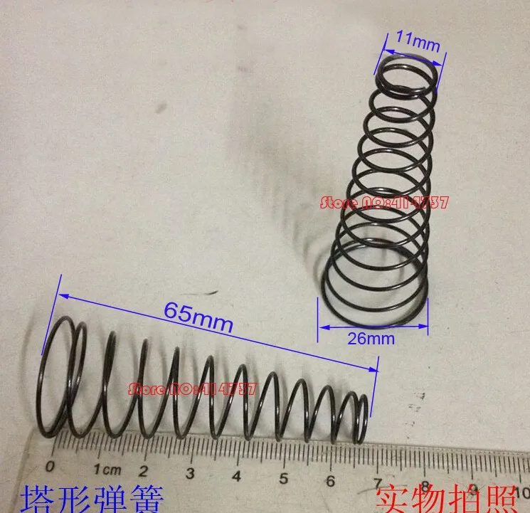 9 шт. 1,0*11& 26*65 мм стальная коническая цилиндрическая пружина 1,0 мм проволока коническая спиральная пружина сжатия двойная Коническая пружина