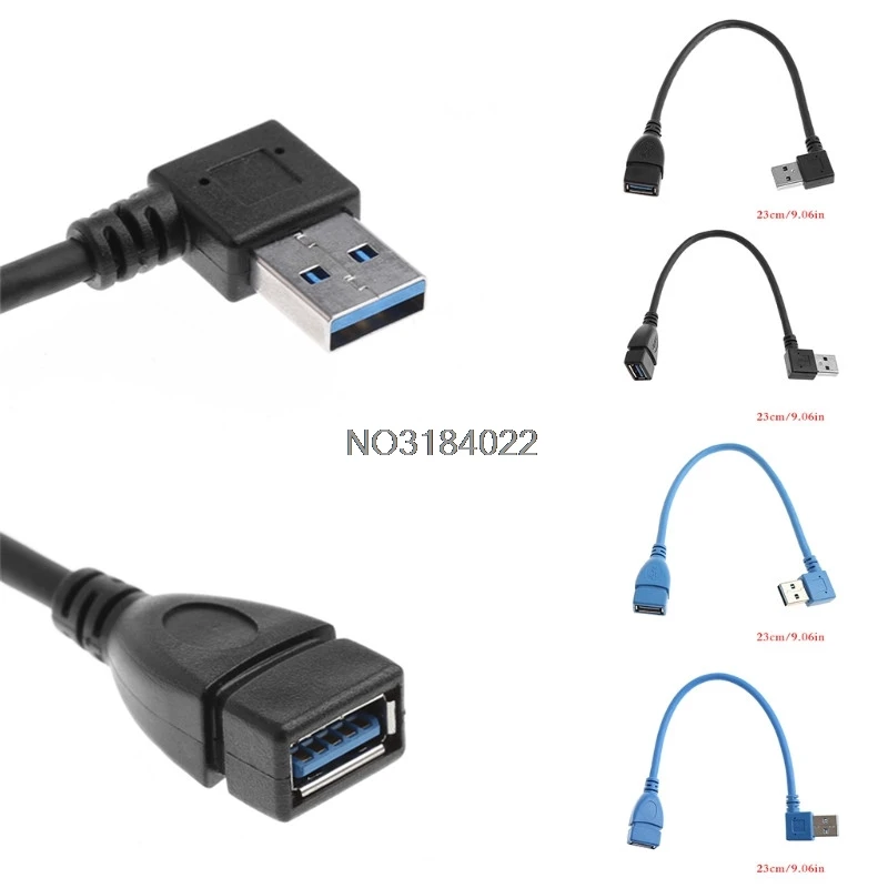 

1Pc USB 3.0 Right / Left Angle 90 Degree Extension Cable Male To Female Adapter Cord USB Cables