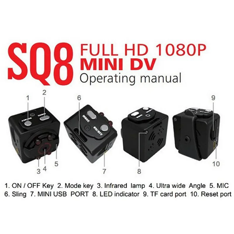 Sansnail SQ8 мини камера Full HD 1080P Диктофон инфракрасный датчик движения ночного