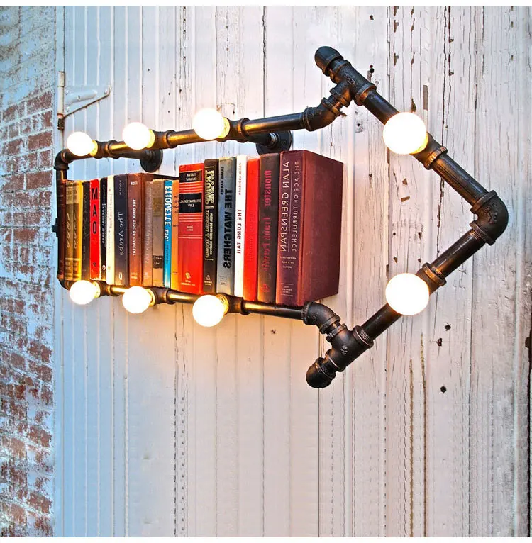 

American Country Industrial Water Pipe Wall lamps Retro Waterpipe Arrow Water Lights Fixture Home Indoor Lighting Bedroom Lamp