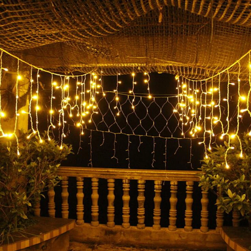 Cordão de Luzes Led de Natal com Cortinas 220v para Decoração Festas Feriados Casa Janela Parede Iluminação Noturna Interna 5 High Quality Luzes e Iluminação