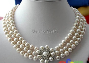 

Free Shipping>>3ROW 10MM WHITE ROUND FW CULTURED PEARL NECKLACE
