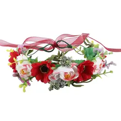Haimeikang Для женщин свадебные лента на голову с розами оголовье венок Цветок Корона лента Регулируемый ручной работы повязка на голову для