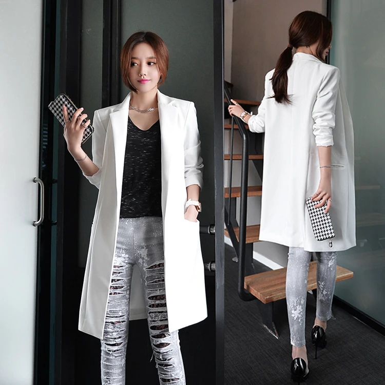 New 2017 Women Fashion OL Ong Sleeve Blazers Office Long Suit Jacket Feminino Bussiness Work Plus Size E969