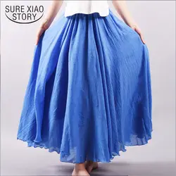 Модные женские, высокая талия юбки длиной до лодыжки женские mujer moda 2019 Весна Повседневная юбка в складку женщины 2976 50
