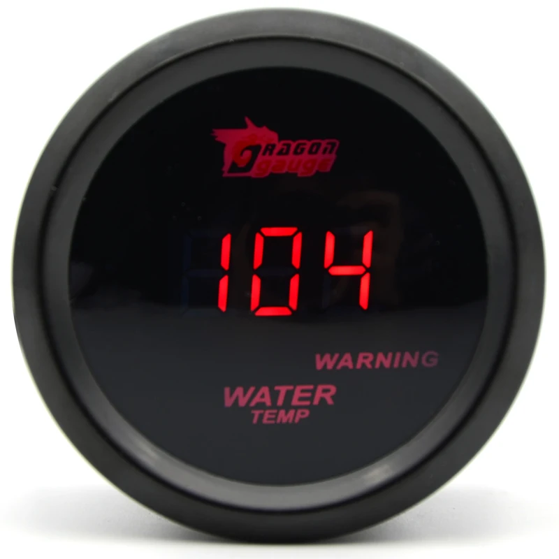 Dragon Gauge 52mm Water Temp Gauge Digital Red Led Black Case