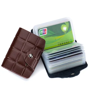 

Fashion Genuine Leather Function 26 Bits Card Case Business Card Holder Men Women Credit Passport Card Bag ID Card Wallet
