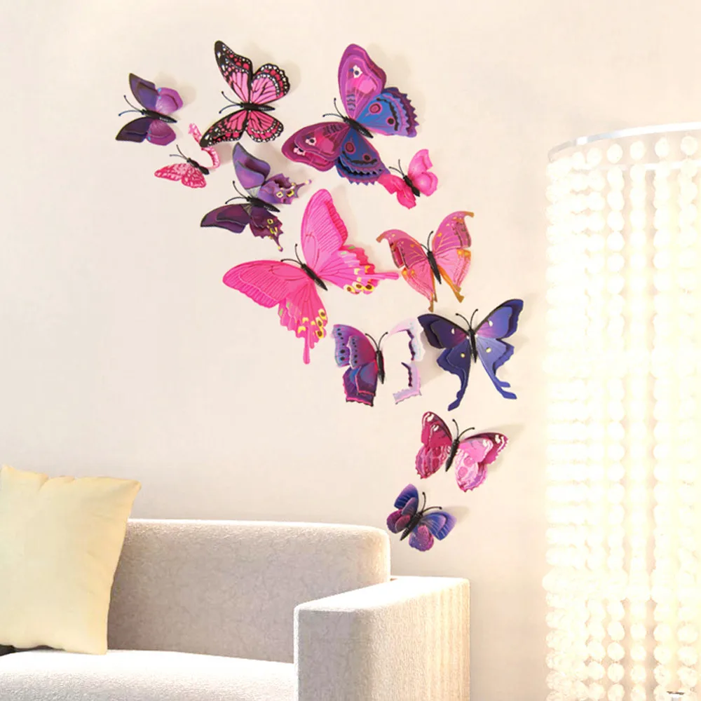 12Pcs/Pack Curtain Home Decor Butterfly Shape Room Sticker Pin