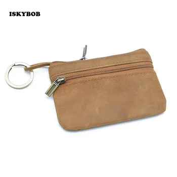 

Vintage Men Leather Wallet Key Bag Case Portable Mini Coin Purse with Zipper