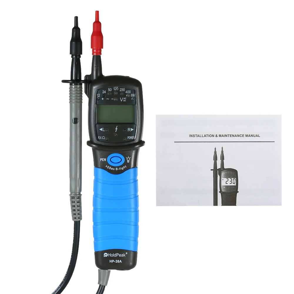 HoldPeak Digital LCD display AC/DC Voltage Tester Non-contact Auto-range Detector Continuity Test Phase Rotation Test