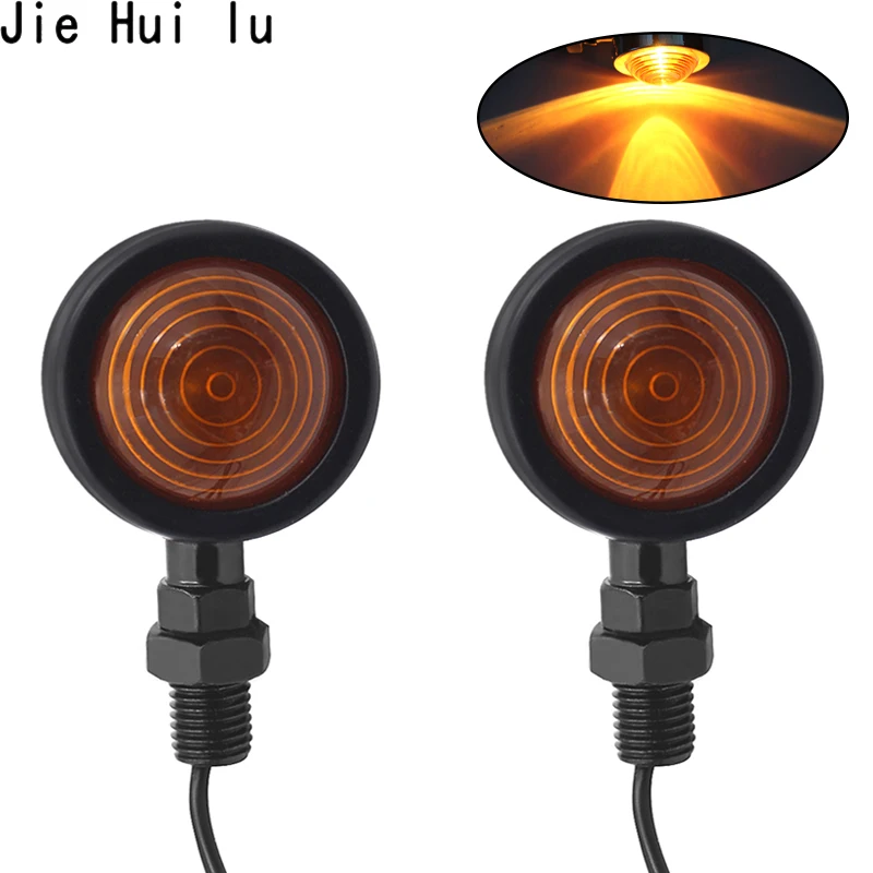 

1 Pair Motorcycle Turn Signal Indicator Light Amber Motorbike Blinker Headlight 12v Indicator lamp Bullet Chrome black new