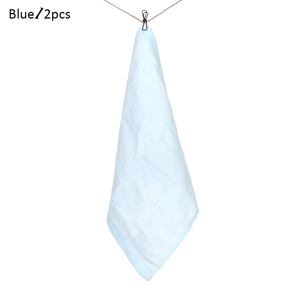 Blue X 2PC 1/2 шт, однотонная дышащая квадратная мочалка, мягкое Хлопковое полотенце для новорожденных, полотенце для ванной, для кормления, салфетка для детей - Цвет: Blue X 2PC