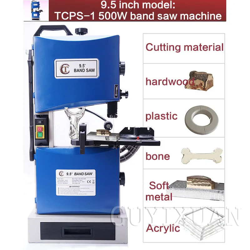 GUYX 220 В 9,5 дюйма с светодиодный многофункциональной ленточной пилой вертикальный пильный станок металлическая ленточная пила маленький лобзик бусина машина